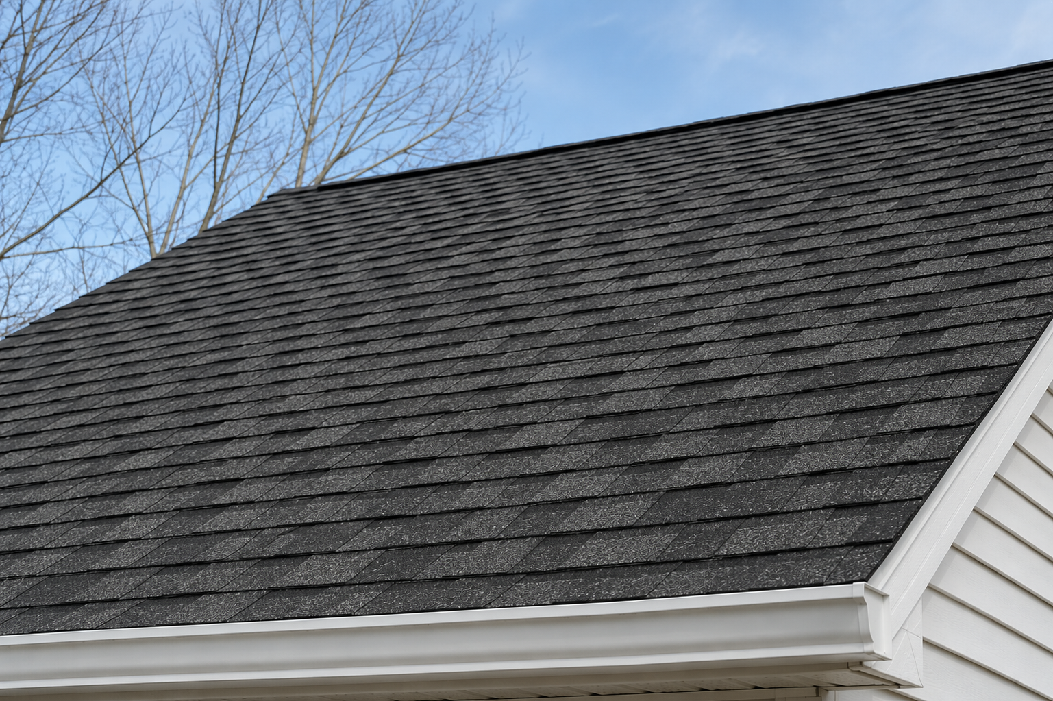 Clean asphalt shingle roof after soft washing in Traverse City MI by Anchor Pro Wash
