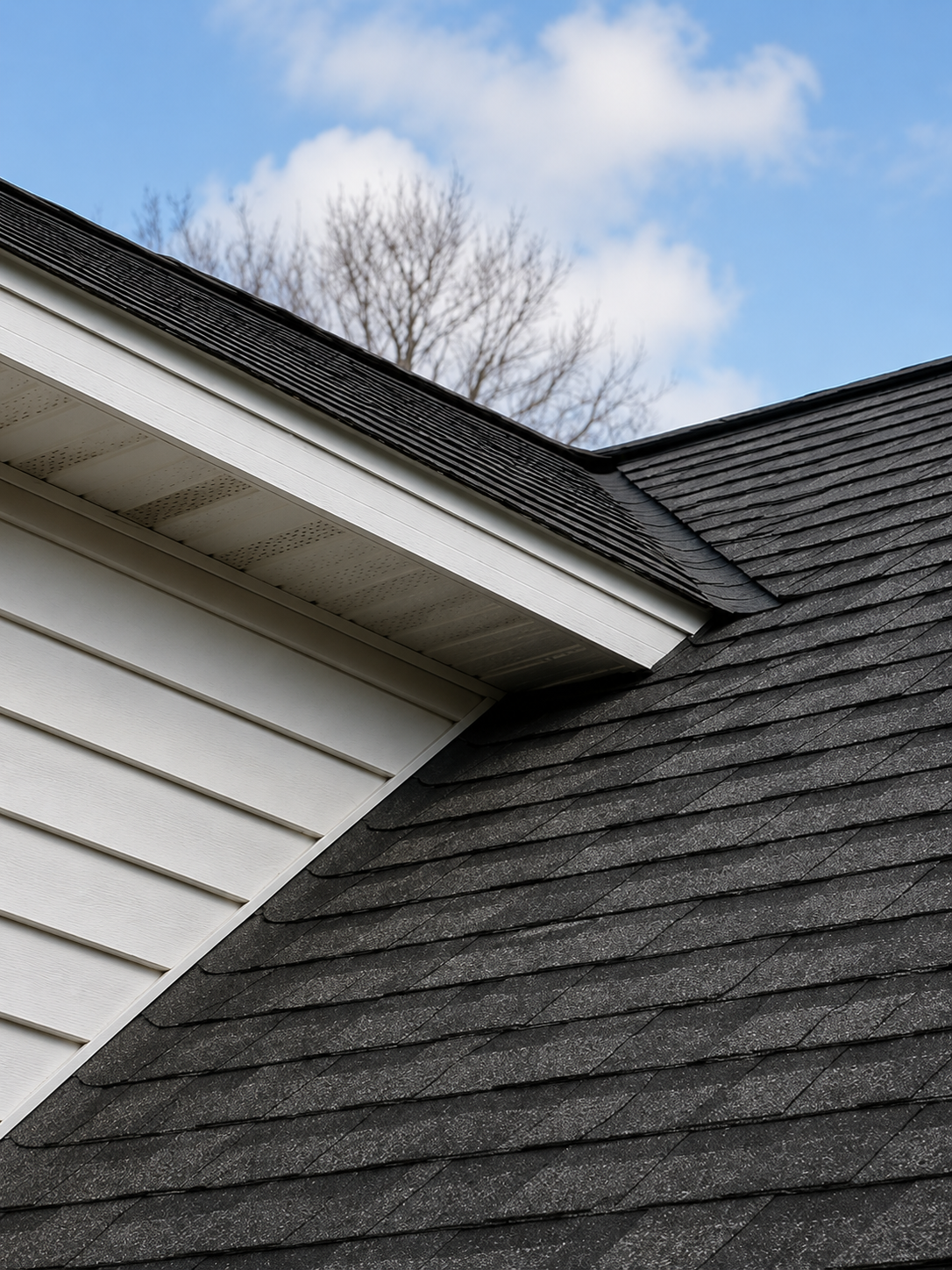 Clean roof and gutters after soft washing treatment in Traverse City MI