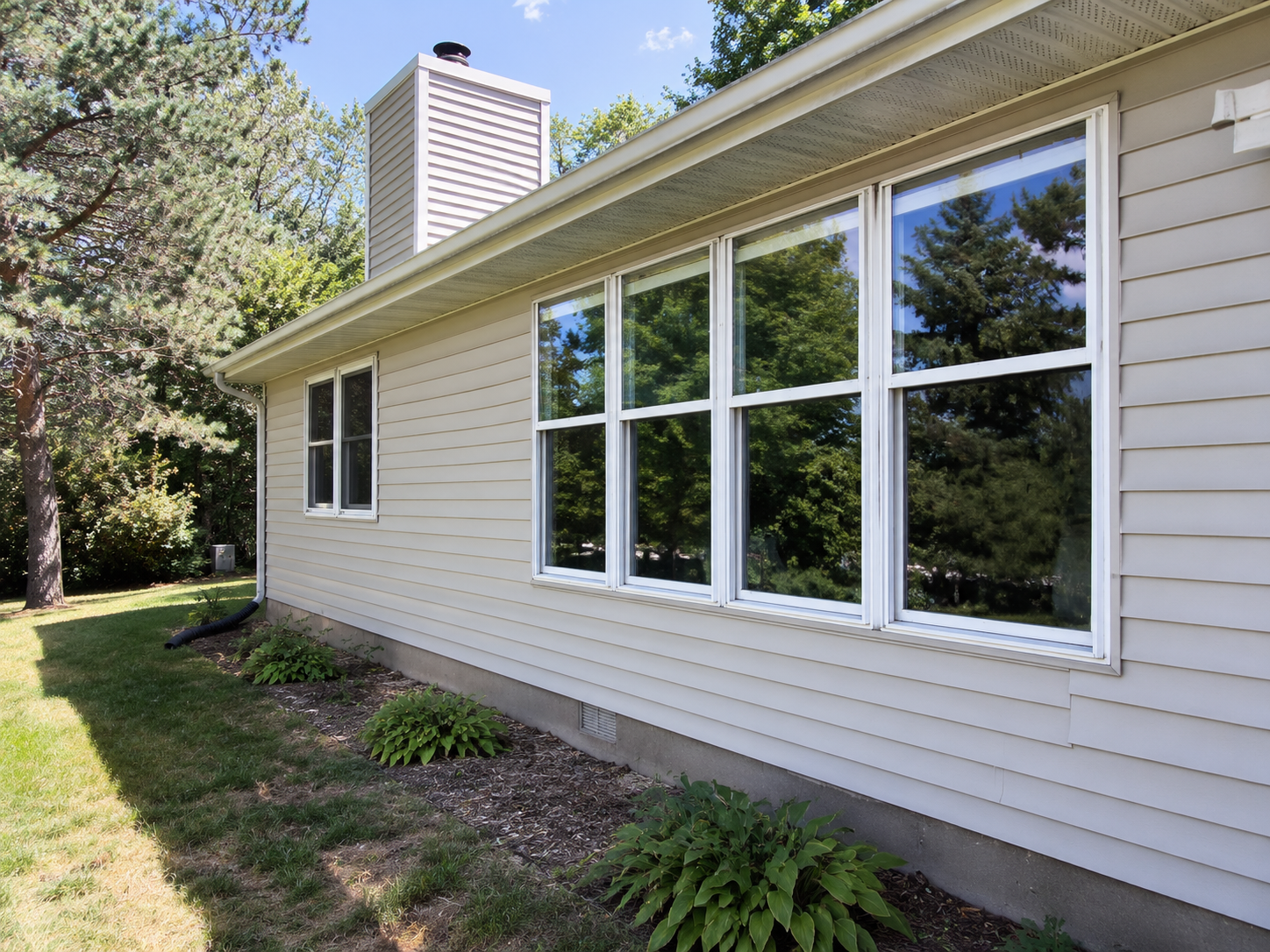 Clean windows on a Northern Michigan home after professional window cleaning